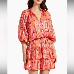 NWOT Vilebrequin leopard metallic balloon-sleeve minidress